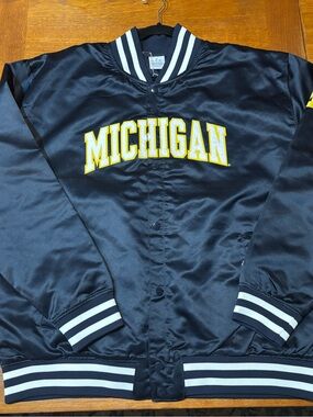 Michigan Champion Navy Jacket with White Striped Collar